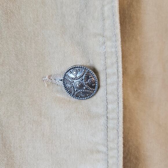 Eivissa Velvet Blazer Jacket Beige Ruffle Lace Size XL Retro Chic, Boho Y2K - Picture 6 of 8